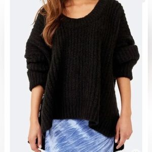 Free People Women's Blue Bell Black Chunky Sweater Size Medium